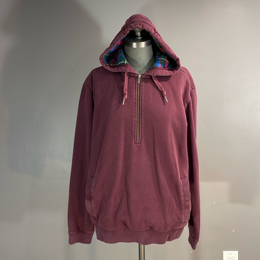 Men L.L.Bean thick quilted sweatshirt large regular traditional fit wine colour